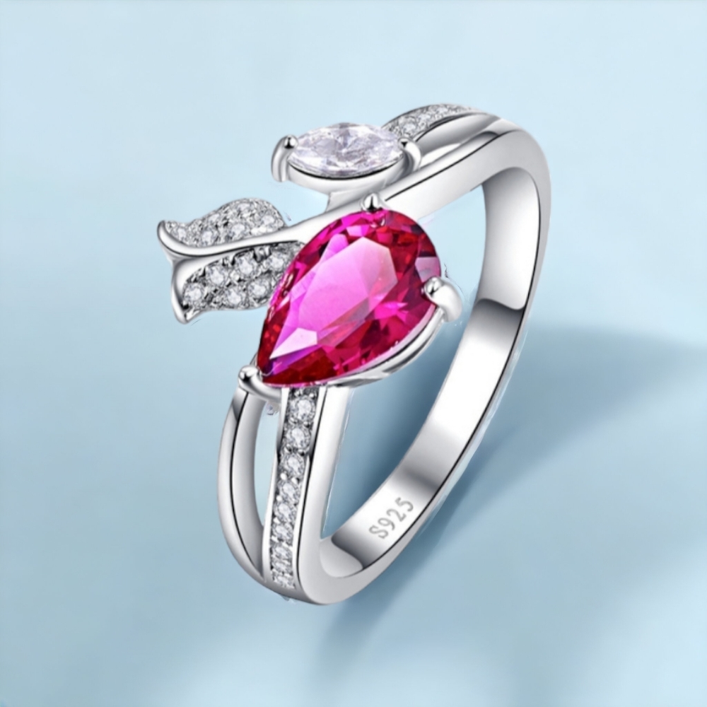 Swarovski Silver and Pink Crystal Ring